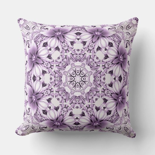 Stylish Purple Flowers Throw Pillow クッション (正面)