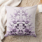 Stylish Purple Flowers Throw Pillow クッション (ブランケット)