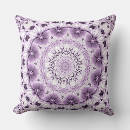 Stylish Purple Flowers Throw Pillow クッション (正面)