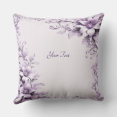 Stylish Purple Flowers Throw Pillow クッション (裏面)