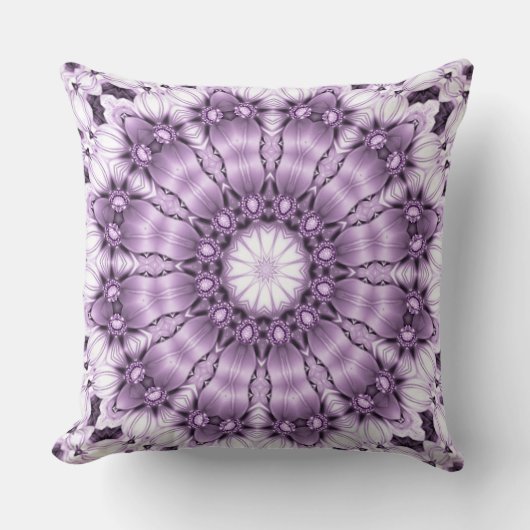 Stylish Purple Flowers Throw Pillow クッション (正面)