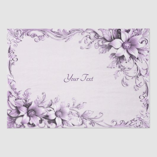 Stylish Purple Flowers Tissue Paper 薄葉紙 (正面)