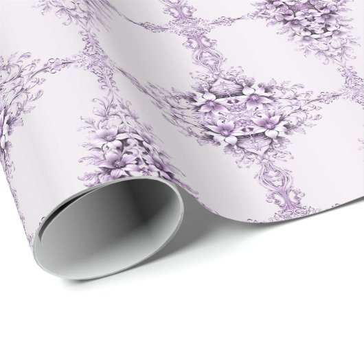 Stylish Purple Flowers Wrapping Paper ラッピングペーパー (ロールコーナー)
