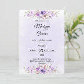 Stylish Purple Minimalist Floral Wedding 招待状 (スタンド正面)