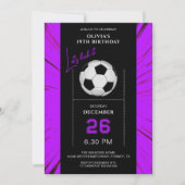 Stylish Purple Soccer Birthday Invitation 招待状 (正面)
