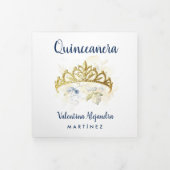 Stylish Quinceañera Tiara Pastel Tones & Glitter 三つ折り案内状 (カバー)