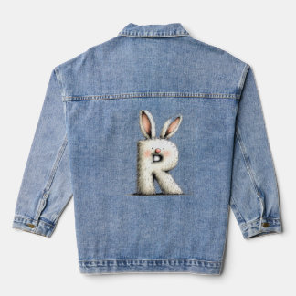 Stylish R Initial Back Print Jacket for Girls デニムジャケット