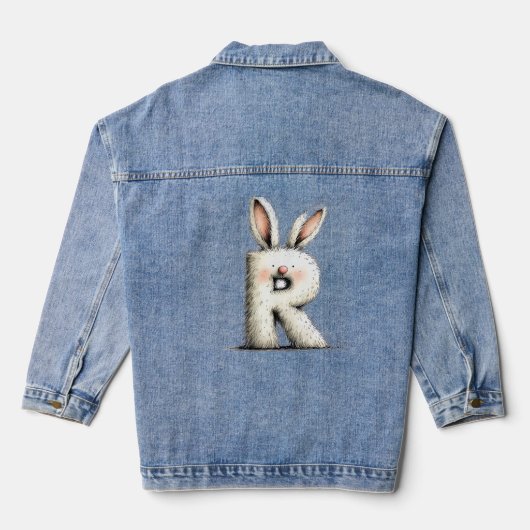 Stylish R Initial Back Print Jacket for Girls デニムジャケット (裏面)