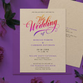 Stylish Rainbow Color Wedding Calligraphy Script 招待状
