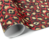 Stylish Red and Gold Foil Leopard Spots ラッピングペーパー (ロールコーナー)
