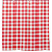 Stylish Red and White Checkered Shower Curtain シャワーカーテン (正面)