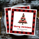Stylish Red Black Plaid Christmas Napkin Custom