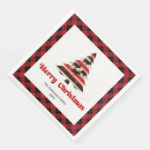 Stylish Red Black Plaid Christmas Napkin Custom (コーナー)