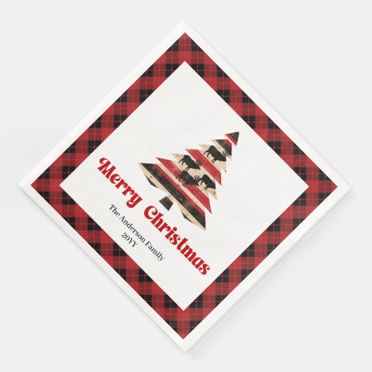 Stylish Red Black Plaid Christmas Napkin Custom (コーナー)