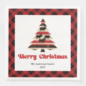 Stylish Red Black Plaid Christmas Napkin Custom (正面)