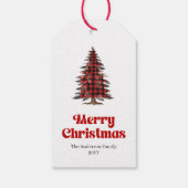 Stylish Red Black Plaid Christmas Tag ギフトタグ (裏面)