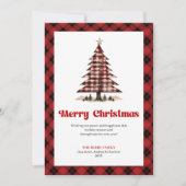 Stylish Red Black Plaid Christmas Tree Greeting シーズンカード (正面)