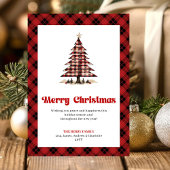 Stylish Red Black Plaid Christmas Tree Greeting シーズンカード
