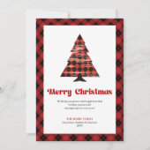 Stylish Red Black Tartan Christmas Greeting Card シーズンカード (正面)