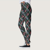 Stylish Red Green Black Tartan Plaid Patterned レギンス (左)