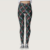 Stylish Red Green Black Tartan Plaid Patterned レギンス (正面)