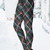 Stylish Red Green Black Tartan Plaid Patterned レギンス