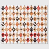 Stylish Red Orange Equestrian Diamond Pattern ラッピングペーパー (フラット)