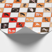 Stylish Red Orange Equestrian Diamond Pattern ラッピングペーパー (角)