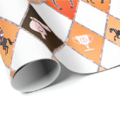 Stylish Red Orange Equestrian Diamond Pattern ラッピングペーパー (ロールコーナー)