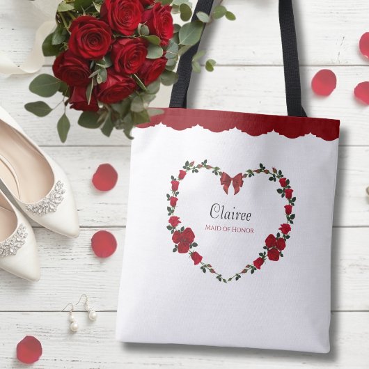 Stylish Red Rose Maid of Honor Gift トートバッグ