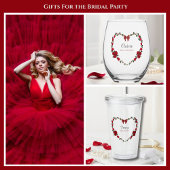Stylish Red Rose Maid of Honor Gift Drinkware Set ステムなしワイングラス