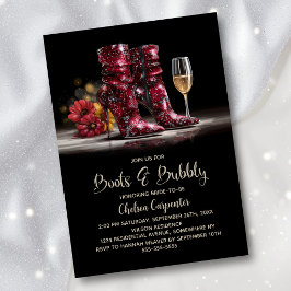 Stylish Red Sequin Boots and Bubbly Bridal Shower 招待状