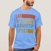 Stylish Retro 70s Eat Sleep Badminton Repeat retro Tシャツ (正面)