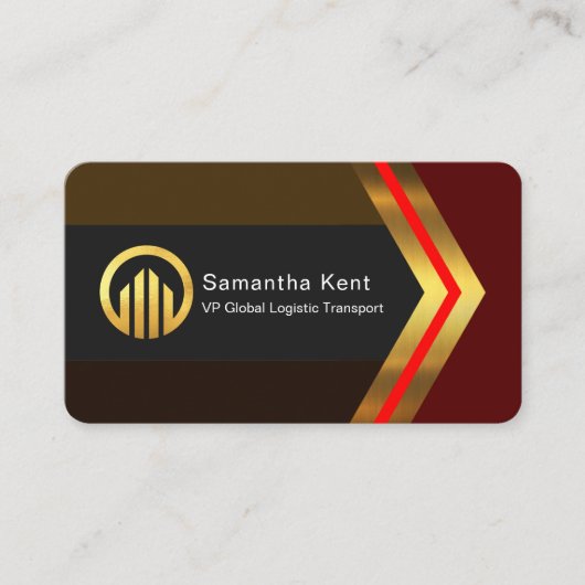 Stylish Retro Brown Shades Gold Arrow CEO 名刺 (正面)