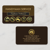 Stylish Retro Brown Shades Gold Handyman Tools 名刺 (正面/裏面)