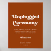 Stylish retro burnt orange Unplugged ceremony ポスター (正面)
