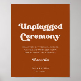 Stylish retro burnt orange Unplugged ceremony ポスター