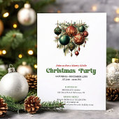 Stylish retro Christmas decoration party invite 招待状