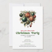 Stylish retro Christmas decoration party invite 招待状 (正面)