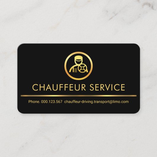 Stylish Retro Gold Chauffeur Driver Taxi Cab 名刺 (正面)