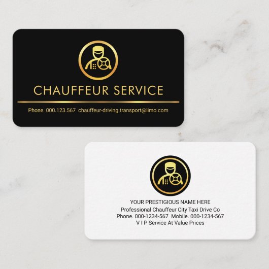 Stylish Retro Gold Chauffeur Driver Taxi Cab 名刺 (正面/裏面)