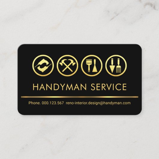 Stylish Retro Gold Tools Line Handyman 名刺 (正面)