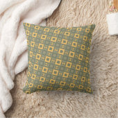 Stylish Retro Olive Green Gold Geometric Pattern クッション (ブランケット)