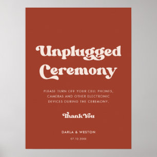 Stylish retro terracotta Unplugged ceremony ポスター