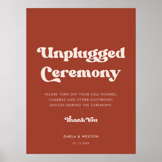 Stylish retro terracotta Unplugged ceremony ポスター (正面)