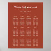 Stylish retro terracotta wedding seating chart ポスター (正面)