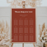 Stylish retro terracotta wedding seating chart ポスター<br><div class="desc">A retro chic theme: adopt this slightly vintage and stylish typographic design for your wedding stationery,  with a burnt orange,  terracotta,  brown sugar & peach pink color theme. Fully customizable text,  colors and backgrounds.</div>