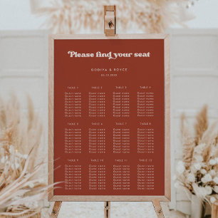 Stylish retro terracotta wedding seating chart ポスター
