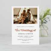 Stylish Retro Wedding Photo 箔招待状 (立ち正面)