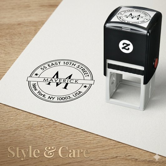 Stylish Return Address Self Inking Stamp Mailing セルフインキングスタンプ